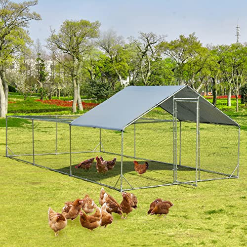 COSTWAY Hühnerstall Winterfest, Freilaufgehege aus verzinktem Stahlrahmen, 3x6 m | 18 m², Hühnergehege XXL, Hühnerhaus mit Dach, Tür & Riegel, Freigehege Hühnerkäfig, für Hühner Kleintiere Hasen