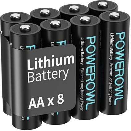 POWEROWL AA Batteries, 1.5V Lithium Battery, Double A Battery - Pack of 8 (Not Rechargeable)