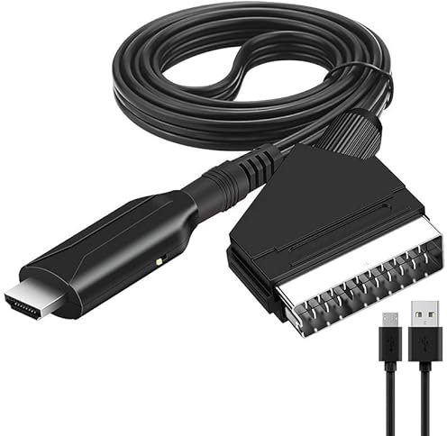 BAIFULAI Scart auf HDMI Konverter, SCART Zu HDMI 1M Kabel, Neuer All-In-One Mit SCART-Eingangskabel & HDMI-Ausgangsanschluss HD 1080P Video Audio Adapter, Für HDTV STB VHS Xbox PS3 Sky DVD Blu-Ray