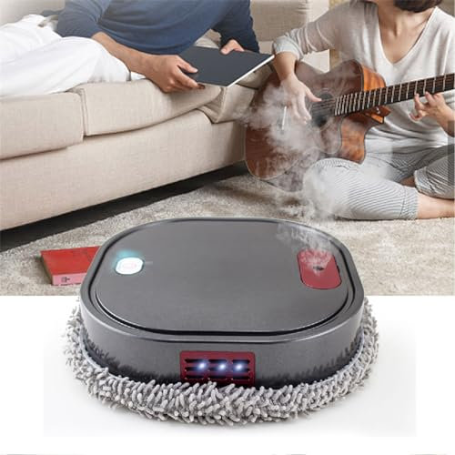 MAIKUEN Robot Laveur Automatique, Robot Laveur Silencieux, Détection d'obstacles, Vadrouille sèche et Humide, Robots Serpillère pour Le Nettoyage des sols, pour la Cuisine et la Salon