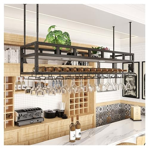Weinregal Wand Metall Flaschenregal Schmal Bar Regal Wand Couchbar Wine Rack Barschrank Minibar Vitrine Hängend Weinschrank Mini Bar Getränkeregal Küchenregal mit Weinglashalter und Lichter ( Color :
