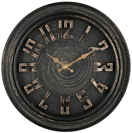 DIYZON Extra Große 40 cm Wanduhr, Ohne Ticken und Batteriebetrieben, 3D-Zahlen für einfaches Ablesen, Geeignet für die Dekoration Jedes Lnnenbereichs - Küche - Wohnzimmer (Schwarz)