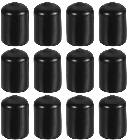 PATIKIL 1/2 ID Runde Gummi Endkappen, 12 Stück Gummikappen PVC Flexible Gummi Stopfen Gewindeschutzkappen Schutzkappen Abdeckkappen für Metallrohr Stangen Bolzen, Schwarz