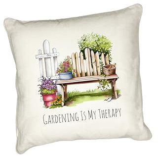 Anonymous Gifting Floral Cushions for Gardening Enthusiasts - Gardening is My Therapy - Range of 4 pillow covers 40cmx40cm featuring Wellies, Watering Cans, and Whimsical Phrases!