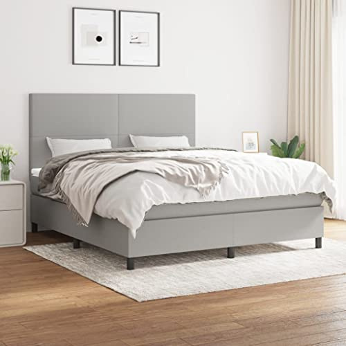 Willood Boxspringbett mit Matratze Hellgrau 180x200 cm Stoff Schlichtes Design Hohes Kopfteil