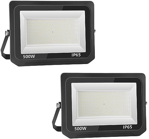 Probapro 500W Focos LED Exterior 2 Pcs - Proyector LED 50000LM IP65 Impermeable, 6500K Blanco Frío para Jardín, Patio, Garaje, Terraza | Foco Exterior Seguridad con Alta Luminosidad