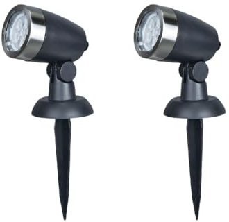 MeLiTec 2er Set LED Gartenstrahler GL11-1 Edelstahl anthrazit