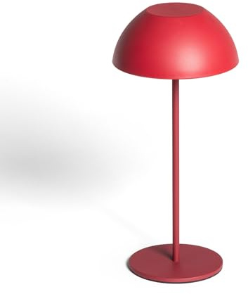 LEDKIA LIGHTING - Lampada da Tavolo LED 2W | Portatile con Batteria USB Ricaricabile | Design Moderno | Efficienza Energetica | Lunga Durata | Metallo, Rosso