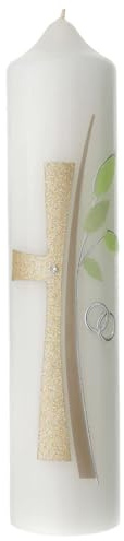 Holyart Altar- und Osterkerzen, Dauerkerzen: Hochzeitskerze mit glitzerndem Kreuz, 265x60 mm