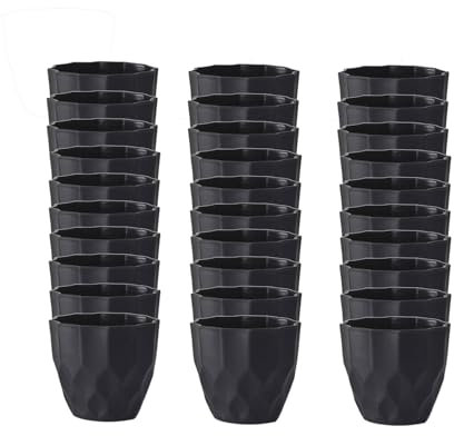 XQSXDKXQ 30 geometrische Kunststoff-Pflanzgefäße 9,5 cm Indoor-Pflanzgefäße Moderne dekorative Pflanzgefäße für alle Zimmerpflanzen,Schwarz