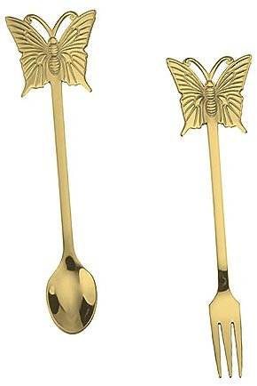 DECHOUS Stainless Steel Butterfly Spoon and Fork Food-Grade Tableware for Home Restaurant and Dessert Shops Lightweight and Utensils