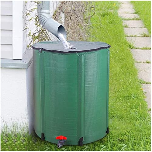 Flexible Water Barrel Rain Collector Kit with Stand Diverter Lid and Tap Space Saving Foldable Water Butt for Gardens and Patio Green 160L/50x88cm