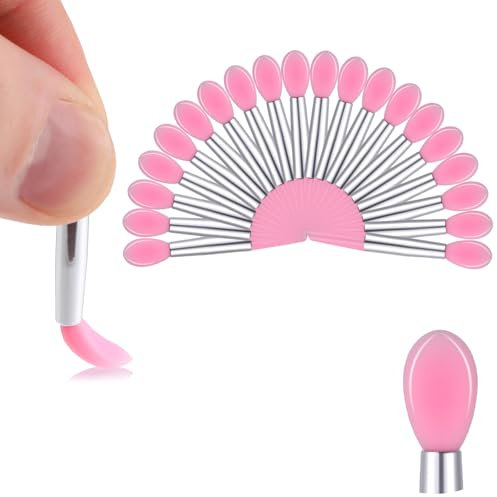 BOHUIZ 20pcs Pink Silicone Lip Applicator Set - Lip Brushes, Lipstick, Lip Gloss, Lip Mask & Balm Applicator