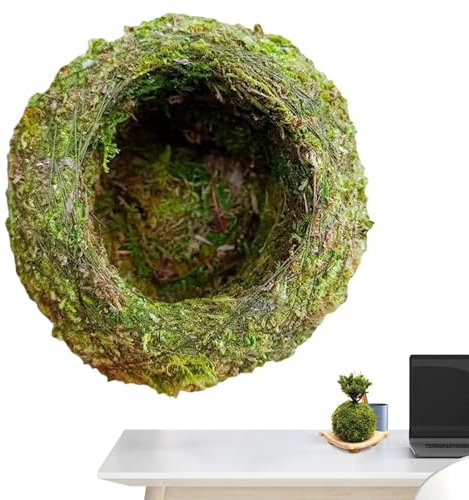 Bohany Fioriera a sfera di muschio, verde muschio – Fioriera di fiori naturale | Portavaso verde per piante in vaso di uccelli in vaso, decorazione muschio per il giardino di casa