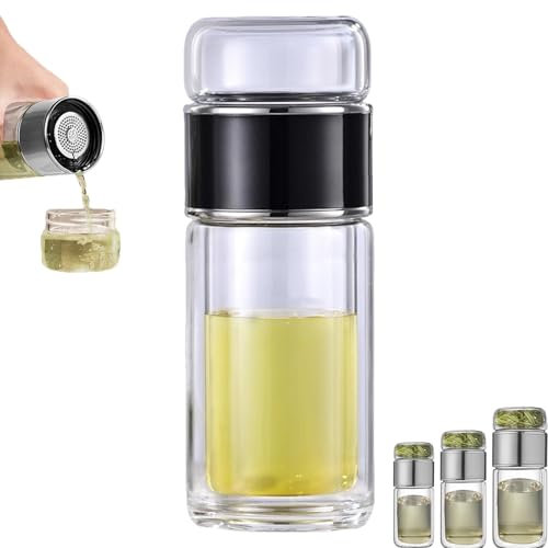 Infusifie Tee-Ei, Infusifie Tee-Ei, 3-in-1 Smart-Tee-Zubereiter für losen Tee, doppellagige Glas-Tee-Ei Flasche (Schwarz, 420 ml)
