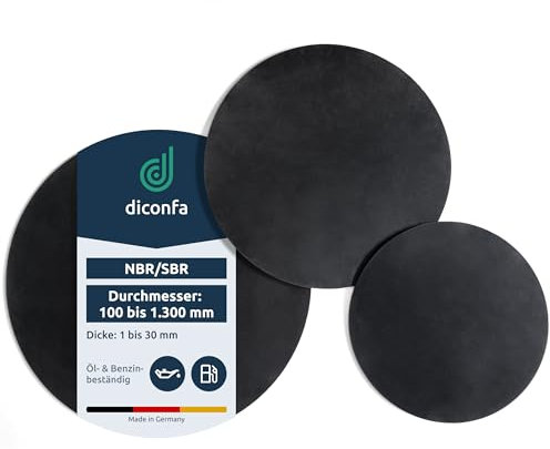 diconfa RUNDE Gummimatte PROFILINE NBR - Durchmesser: 0,1 bis 1,3m - STÄRKE: 1 bis 30mm - Auswahl: Ø 260mm (26cm), 10mm dick - Gummi-Schutzmatte KFZ-Werkstatt Unterlage Bodenmatte Auto Motorrad