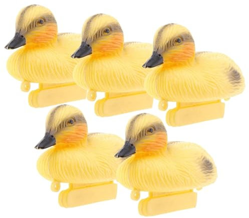 anatra - figura di plastica, anatra gialla da laghetto | Formaggio di anatra galleggiante realistico per stagno da giardino, lago, piscina o area esterna, 5 anatre decorative come eleganti figur