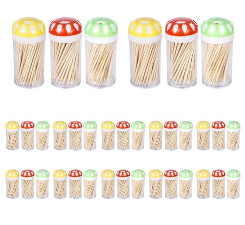 Palilleros de Madera de Bambú. Pack 36 Botes Palillos de dientes. Uso Diario, Palillos de Aperitivo. Ideal para Hostelería, Bar, Restaurantes, Cafeterías, Comercios, Hoteles, Eventos (6,5cm 36Ud)