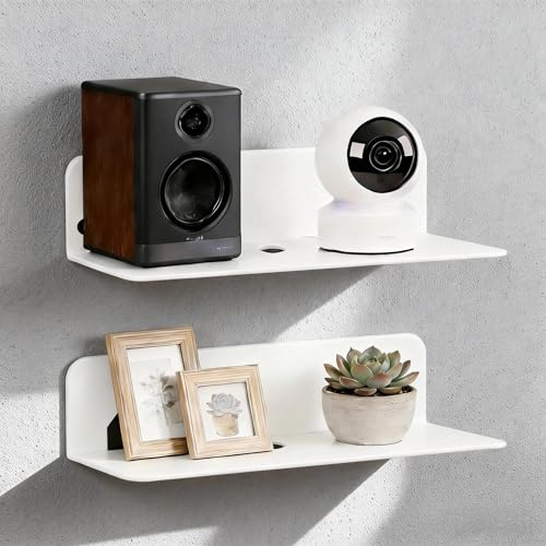 MUNTE 2 Piezas Baldas Pared sin Agujeros de Acrílico, Estanteria sin Taladro Viene con 8 Piezas de Cinta de Doble Cara, Repisa Adhesiva 22,8 x 8,8 x 6 cm, para Dormitorio y Sala de Estar