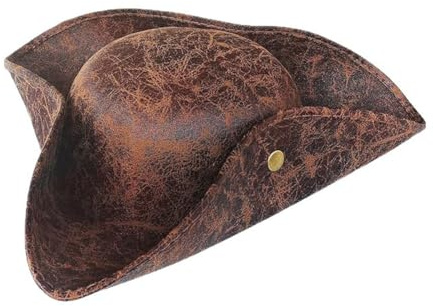 Halloween Hut Dreieck Piraten Kolonial für Erwachsene Herren Damen Piratenkapitänshut aus Leder Retro Mittelalter Piratenkostüm Zubehör für Halloween-Kostüm Mottoparty