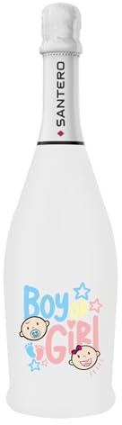 BRANDGIFT.IT Bottiglia Personalizzata Gender Reveal Party Santero 958 Spumante Extra DRY Perlage Persistente Aromaticità Floreale Bottiglie Personalizzate Baby Shower Per Brindisi Originali
