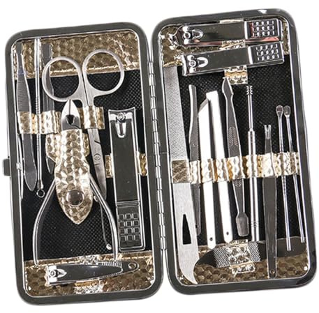 VICASKY Ensemble de Coupe-ongles 19 Pièces en Acier Carbone pour Manucure Professionnelle et Usage Domestique, Kit Portable pour Homme et Femme
