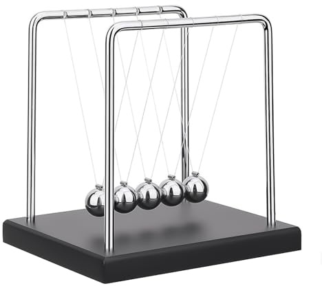 Newtons Cradle Steel Balance Ball Desk Toy, Metal Pendulum Ball Stress Relief Toy, Kids Physics Science Accessory for Office Home Decoration