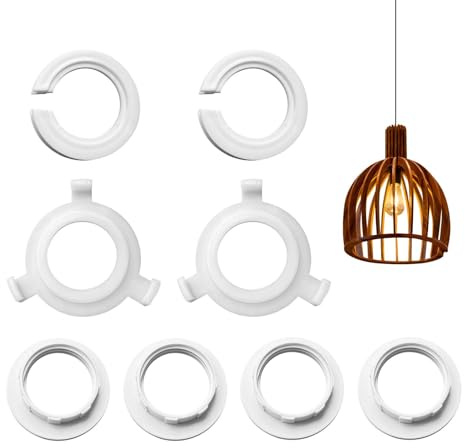 8 Pack Plastic Lamp Shade Reducer Ring, E27 to E14 White Lamp Shade Adapter Ring, Lamp-Shade Ring Converter, Fitting Light Fixtures Replacement Lampshade Washer Adapter