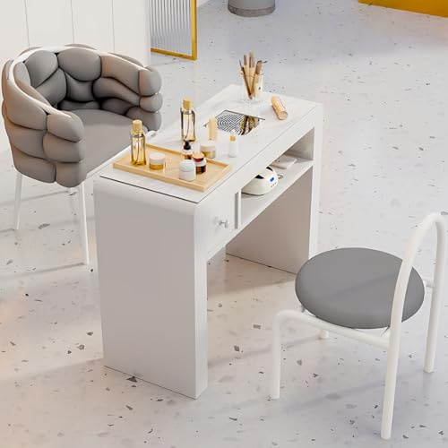 Mesa de Manicura Profesional con Aspirador Integrado y Toma de Corriente Oculto - Estación de Trabajo para Uñas con Encimera de Diseño Ergonómico para Salón, Spa y Uso Doméstico