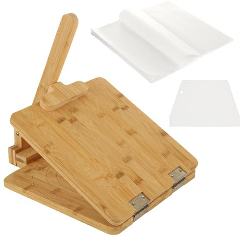 YAYODS 10 inch Wooden Tortilla Press, Natural Bamboo Tortilla Maker Press with 60 Parchment Papers, Square Corn Tortilla Press for Easy Homemade Tortillas, Roti, Wood Tortilla Press