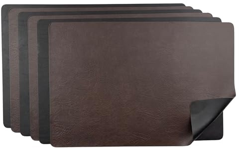 G.schmückt Platzset Kunstleder 6er Set, Wendbares Tischset abwaschbar, Tischunterlage Esstisch 45x30cm, Platzdeckchen PU Modern (Braun/Schwarz)