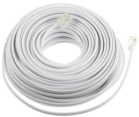 BESPORTBLE Cavo di Prolunga Telefonica Rj11 6P4C 4 Conduttori 20 Metri Bianco per Telefono Fax e Modem Collegamento Telefonico Stabile e Facile da Installare per Uso Domestico
