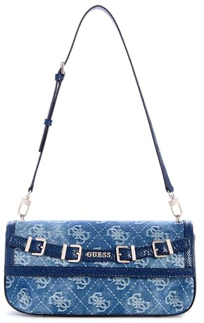 GUESS Schultertasche Dovie Flap Shoulder Bag Denim Logo blau
