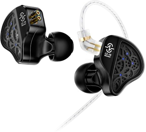 Yinyoo CCZ CZ10 - Auricolari da gioco cablati Iems 1DD+4BA, alloggiamento in lega di zinco, monitor in-ear con cavo OFC staccabile per audiofili, giocatori