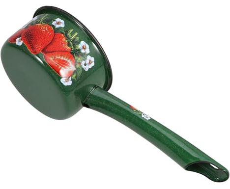 NIYANGLE Cucharón de Riego Esmaltado Vintage Verde Mango Largo Ergonómico, Utensilio de Cocina y Lechera, para Jardinería, Hogar y Restaurante, 1 Pieza