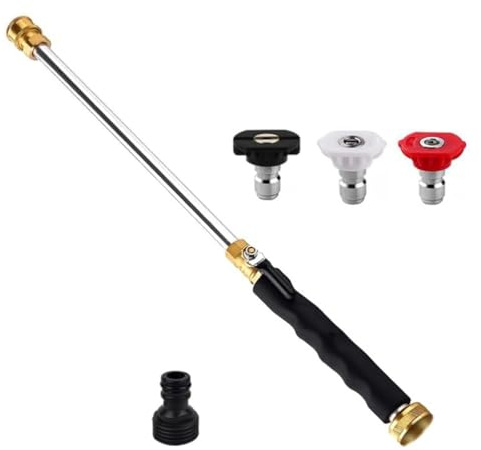 Lance Haute Pression avec 3 Buses, Lance Nettoyeur Haute Pression pour Lavage Voiture Jardin Nettoyage Fenêtres (Gris) (noir)