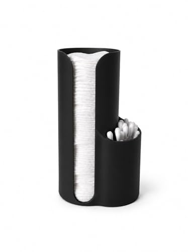 Generisch Wattepad- und Ohrstäbchenhalter 2-in-1 Badezimmer Organizer für Wattepads & Wattestäbchen – Moderne Aufbewahrungsbox für Bad und Schminktisch, weiß (schwarz)