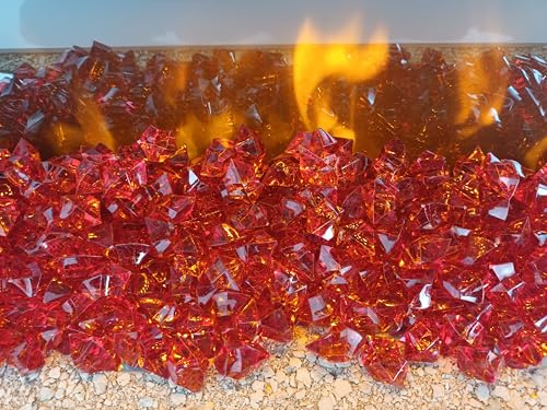 CHEMIN'ARTE Dekorative rote Kristalle aus Glasfaser für Elektrokamine – Unterstreicht die Flammenwirkung Ihres Kamins
