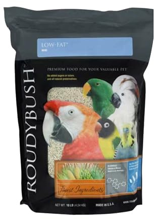 RoudyBush Low Fat Food for Adult Birds & Chicks - Scientifically Formulated Bird Feed, Bird Food Pellets w/Corn, Wheat, Soy & More - Nutritious & Healthy Feed for Birds (Mini, 10lb)