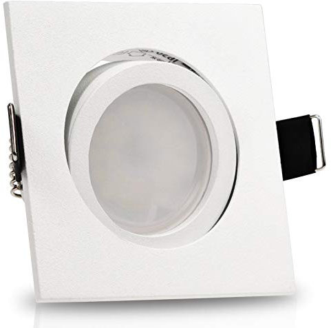 trendlights24 Bianco LED Einbaustrahler 230V Weiß matt eckig, 8er Set 1,5W LED Spots GU10 Warmweiß, Decken Einbauleuchte Einbauspot schwenkbar