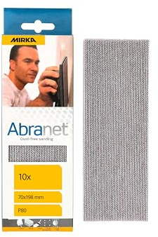Mirka Abranet abrasive sheets 70x198 mm Grit P80 10 pcs Hook & loop | Dust-Free Abranet Net Sandpaper Strips For Efficient Surface Preparation On Wood Metal And Plastics