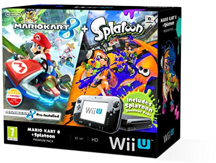 Nintendo Wii U 32GB Mario Kart 8 and Splatoon Premium Pack - Black