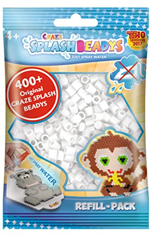 Craze Splash Beadys - 400 Perlas de Agua Blancas para Niños - Kit de Manualidades sin Plancha, Fácil de Usar, Fomenta Creatividad