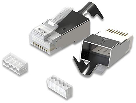 LINKUP] RJ45 Connectors Cat6A Ethernet Shielded Modular Plugs | for Large Diameter Wires (22AWG) Termination | 10G STP Gold-Plated [50-Pack]