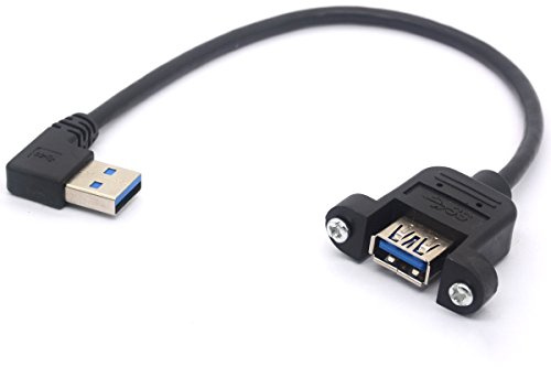 Cavo USB 3.0 ad angolo retto per montaggio a pannello USB 3.0 maschio a femmina con cavo di prolunga per montaggio a pannello a vite M3 per computer industriali PC 30 cm (destra)