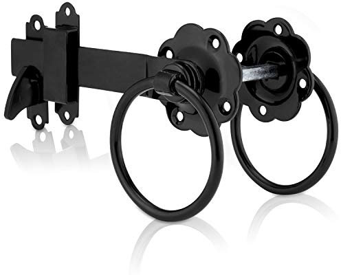 XFORT® Black Ring Gate Latch, Garden Gate Latch, Door Catch, Gate Latches, Gate Latch, Door Latch, Gate Lock, Door Latches, Garden Gate Latches and Catches, Shed Door Latch, Shed Latch, Gate Fixings.