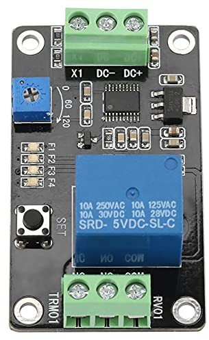 TRM01 Relé del temporizador de retardo 12V, Multi-funcional Retardo de autobloqueo Relé de encendido/apagado DC12V 0.1-120s