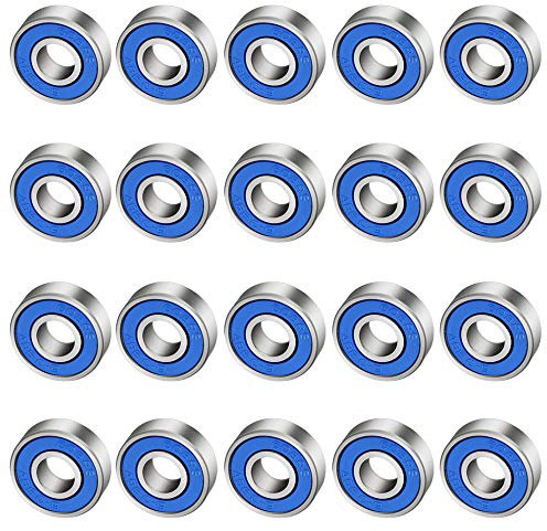CODIRATO 20 Pezzi Cuscinetto a Sfere 608RS in Metallo Mini Cuscinetti per Pattini Rollerblade Skateboard (8mm x 22mm x 7mm, Blu)