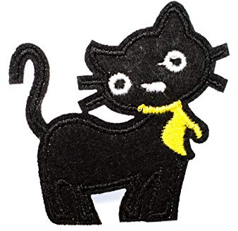 Miniblings Katze Kätzchen Tuch gelb Bügelbild Aufnäher Aufbügler 60x50mm | Zum Aufbügeln oder Aufnähen auf Textil, mit Tier und Kinder