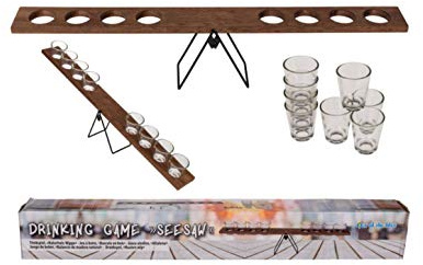 EuroDiscount Trinkspiel Partyspiel Schnaps-Wippe mit 8 Shooter 50 ml als Geschenk oder Partyspaß 1 Stück